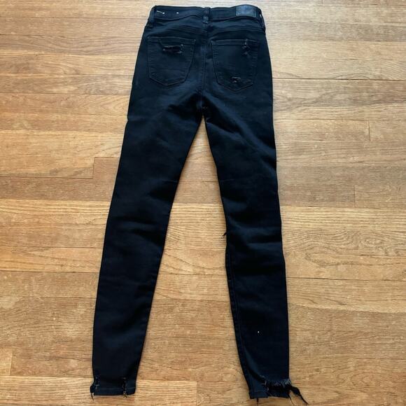 American Eagle black high rise distressed casual jeggings pants size 0 
 b33 - Picture 10 of 10